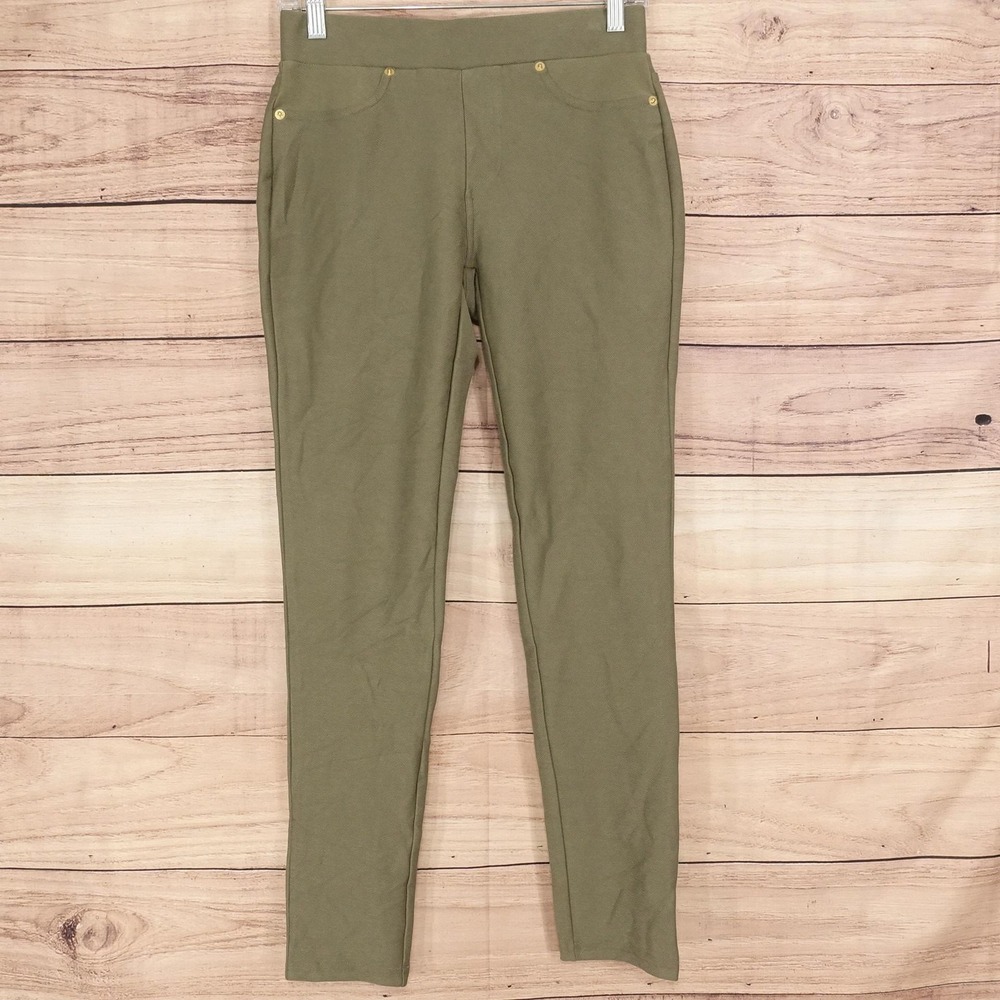 Michael Kors Leggings Womens S Green Jegging Twill Elastic Waist Stretch